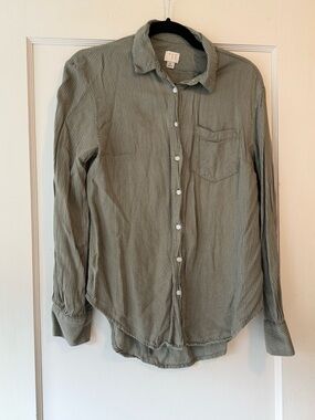 a new day Olive Green Striped Button-Down Shirt